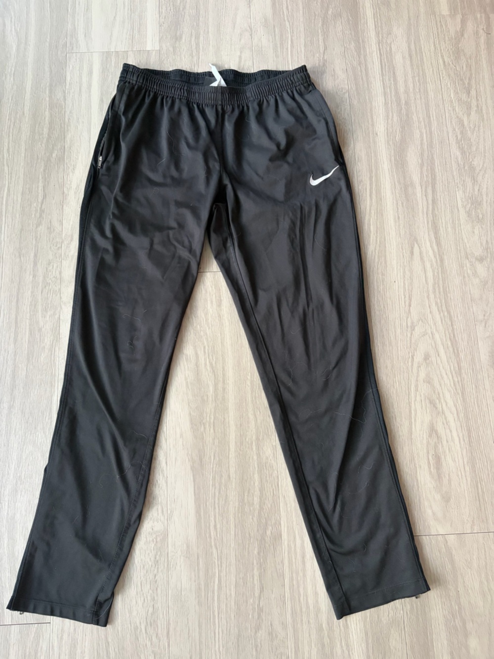 Nike Black Dri-FIT Training Pants with White Drawstring